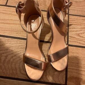 New York & Company Metallic Gold Sandals